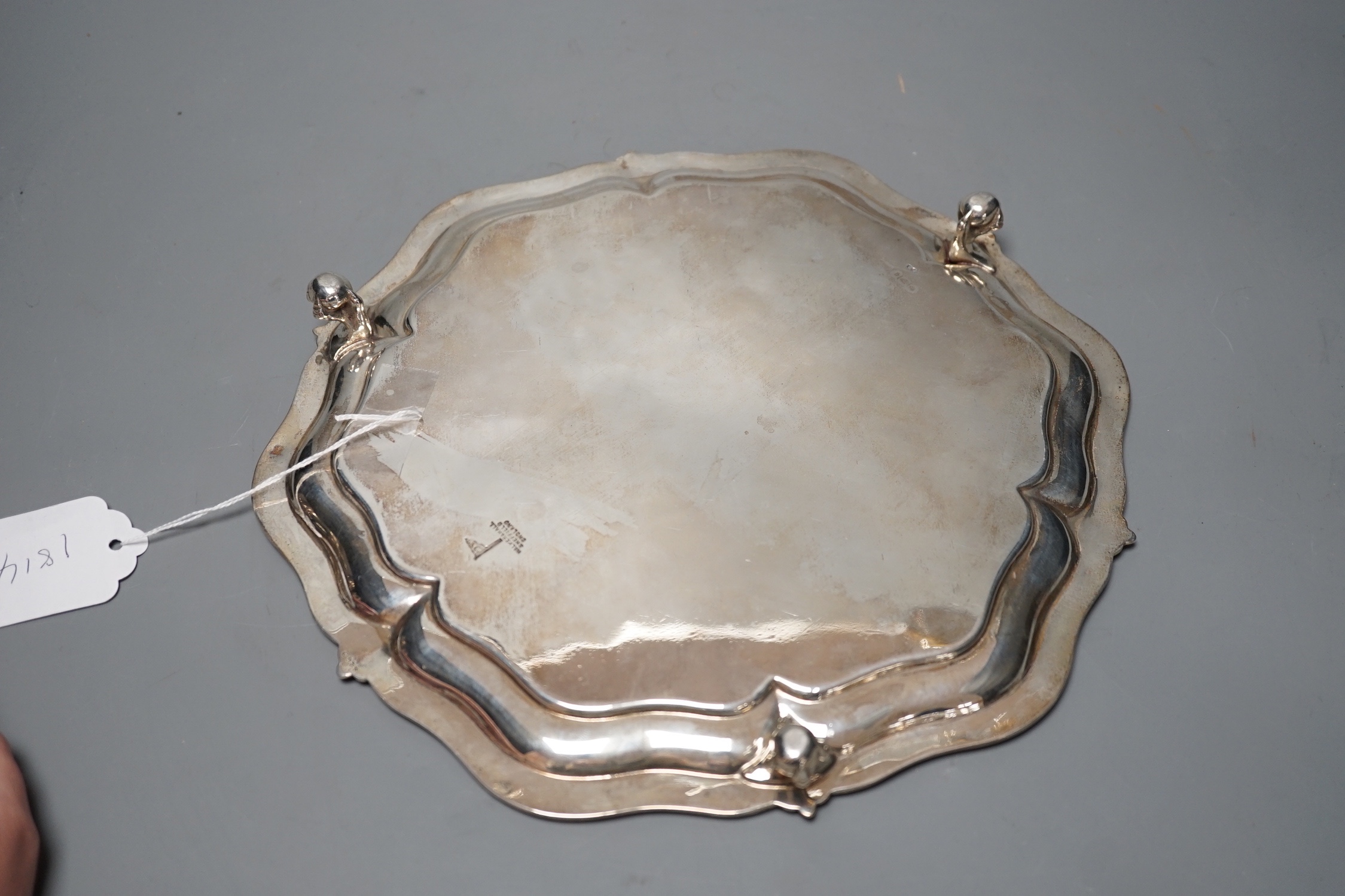 A George V silver salver, Walker & Hall, Sheffield, 1911, 27.2cm, 20oz.